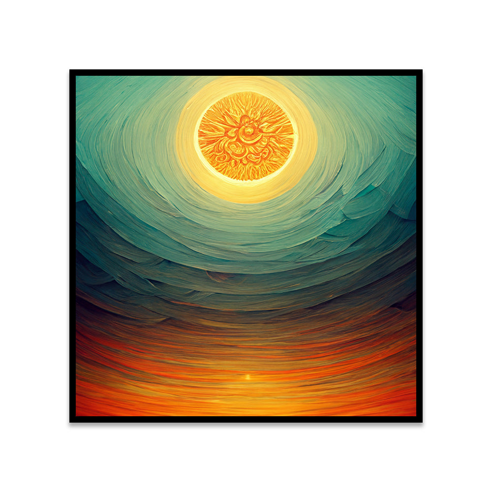 Celestial Radiance - Abstract Sun & Sky Modern Canvas Wall Painting