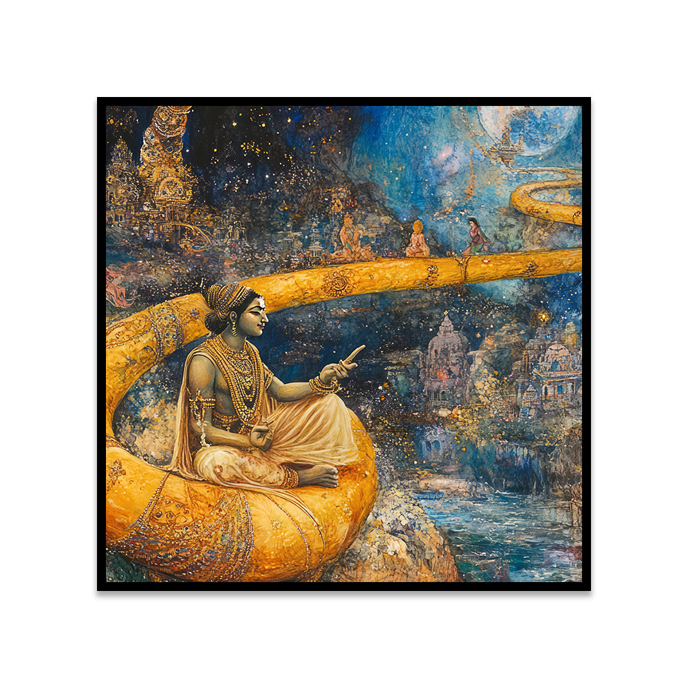 Divine Cosmic Journey – Spiritual Indian Canvas Wall Painting