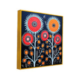 Tribal Bloom Gond Art Floral Canvas Wall Painting