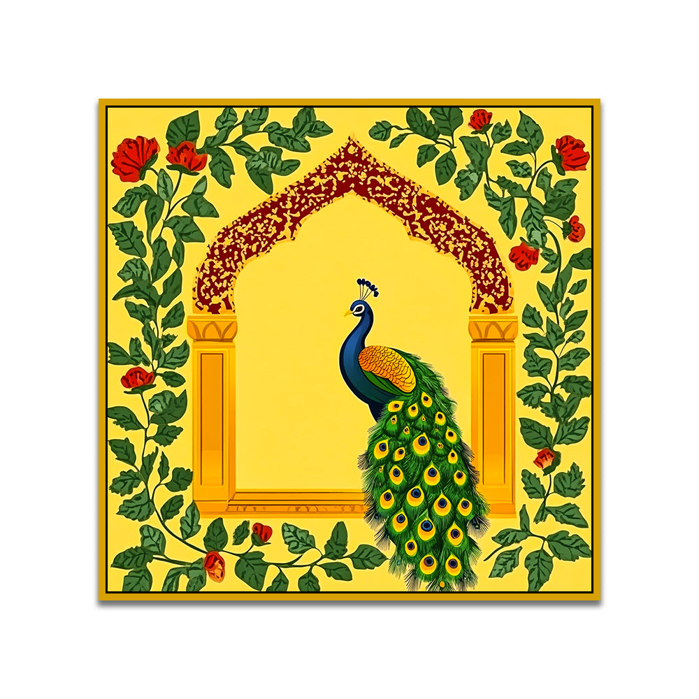 Peacock Traditional Indian Wall Art Canvas Wall Painting