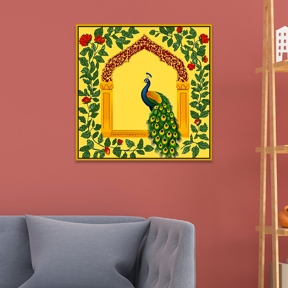 Peacock Traditional Indian Wall Art Canvas Wall Painting