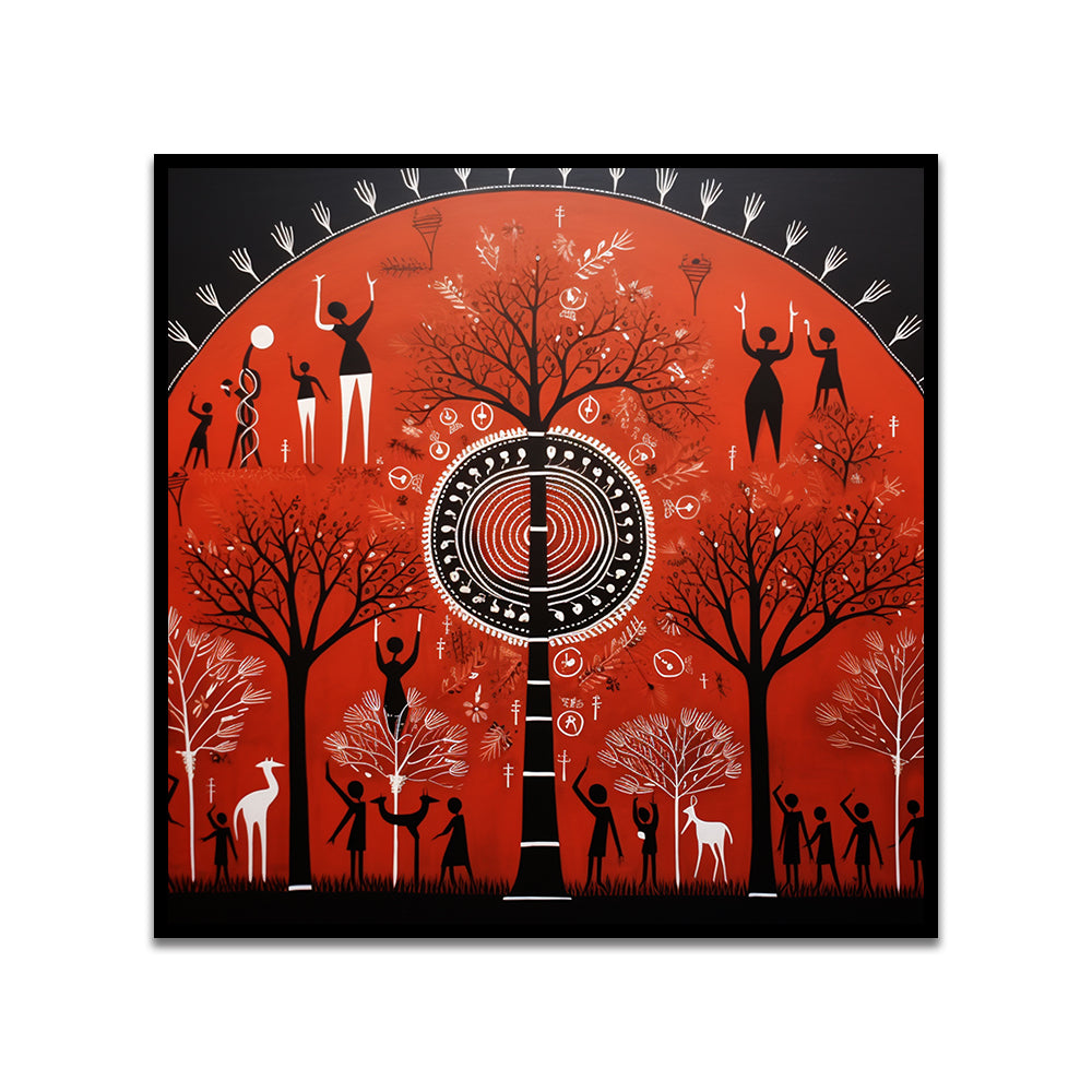 Traditional Indian Gond Art Canvas Wall Painting for Home Décor