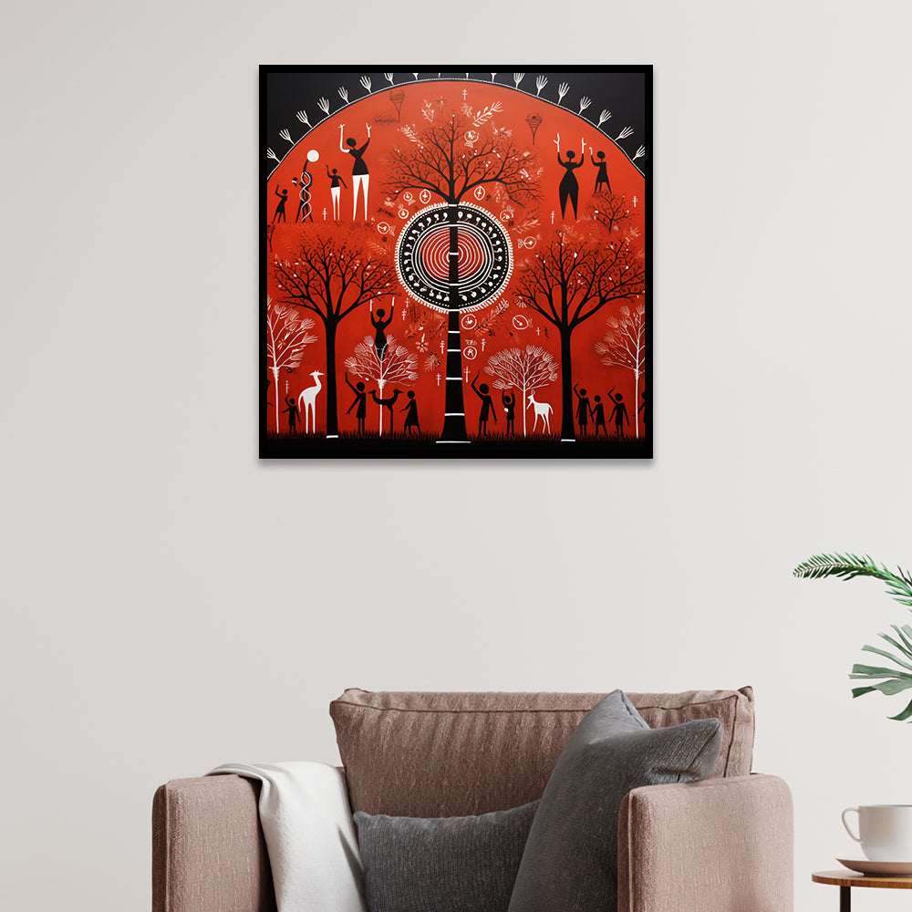 Traditional Indian Gond Art Canvas Wall Painting for Home Décor