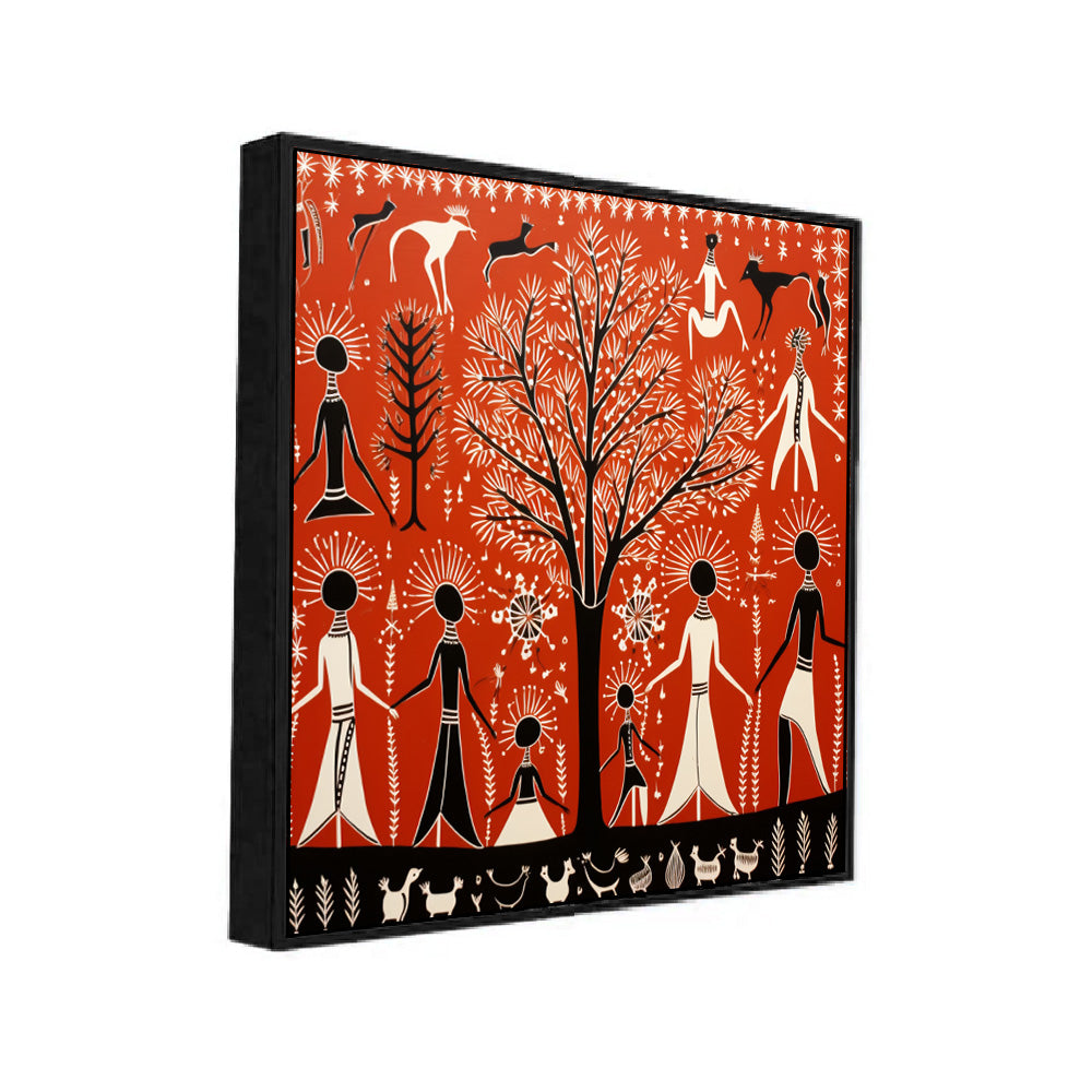 Digital Printed Warli Art Canvas Wall Painting for Home Décor