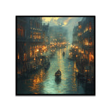 Venetian Night Canal Cityscape Canvas Wall Painting