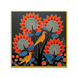 Tribal Folk Art Square Canvas Wall Painting for Home and Office Décor