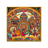Colorful Indian Folk Art Madhubani Canvas Wall Painting