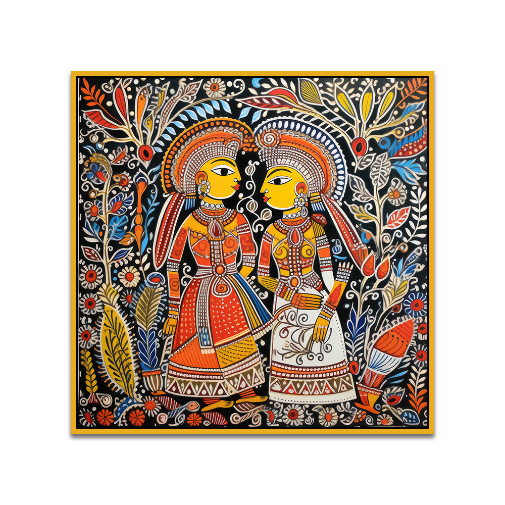 Traditional Indian Madhubani Art Canvas Wall Painting