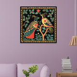Traditional Indian Folk Art Bird Canvas Wall Painting for Home Décor