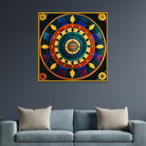 Vibrant Traditional Circular Floral Design Mandala Art Canvas Wall Painting