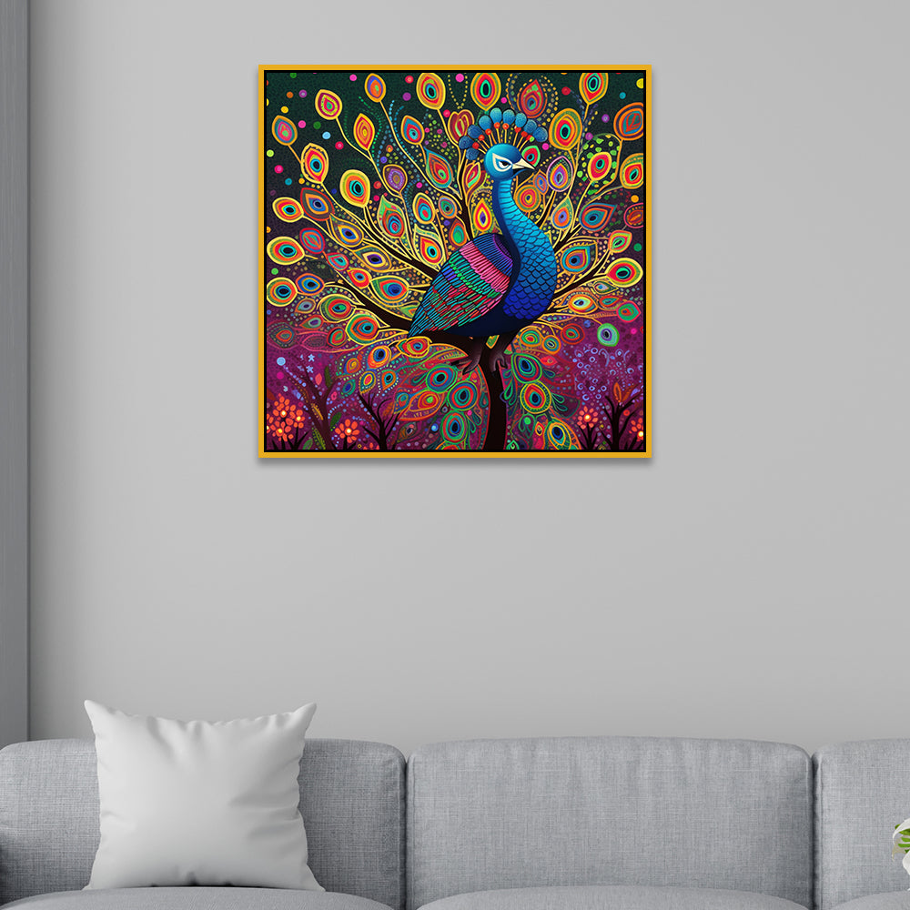 Vibrant Multicolor Majestic Peacock Vastu Canvas Wall Painting