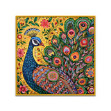 Vibrant Peacock Traditional Indian Folk Art Style Canvas Wall Painting