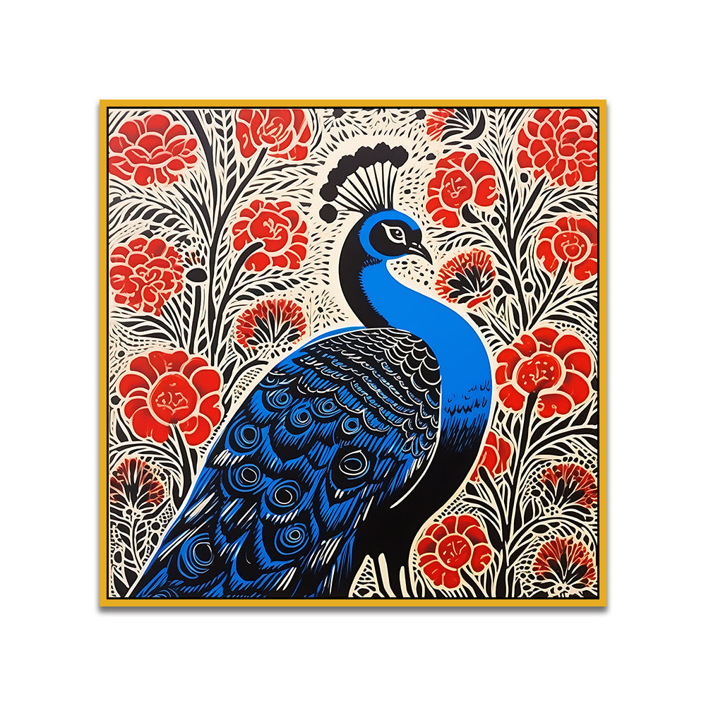 Majestic Peacock Canvas Wall Painting for Home and Office Décor