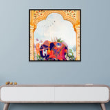 Royal Elephant Under Archway Traditional Indian Art Canvas Wall Painting
