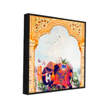 Royal Elephant Under Archway Traditional Indian Art Canvas Wall Painting