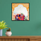 Royal Elephant Under Archway Traditional Indian Art Canvas Wall Painting