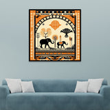 Tribal Elephant African-Inspired Folk Art Canvas Wall Painting