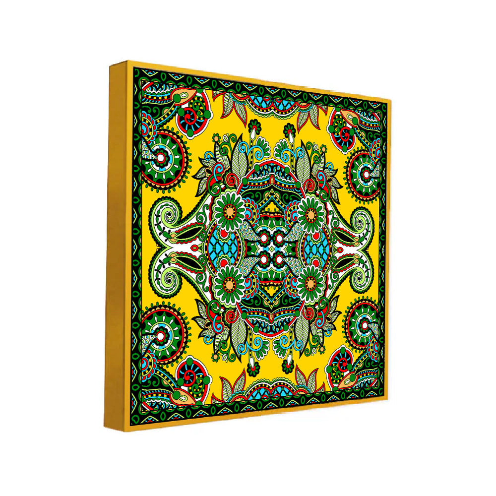 Vibrant Colorful Floral & Paisley Art Mandala-Inspired Canvas Wall Painting