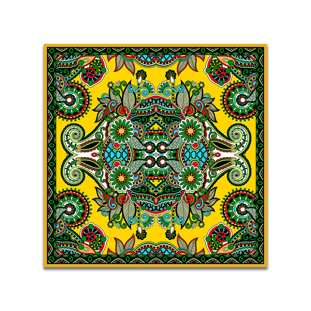 Vibrant Colorful Floral & Paisley Art Mandala-Inspired Canvas Wall Painting