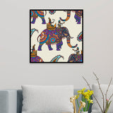 Traditional Indian Folk Art Royal Elephant Canvas Wall Painting