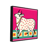 Vibrant Indian Folk Art Traditional Sacred Cow Canvas Wall Painting