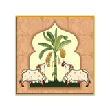 Kamdhenu Cow Vastu Prosperity Pichwai Cotton Canvas Wall Painting
