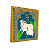 Pichwai Canvas Painting with Traditional Floral and Cow Designs