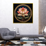 Pink Lotus Flower Canvas Painting Vastu Shastra With Frame