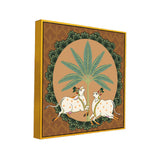Pichwai Canvas Painting with Traditional Floral and Cow Designs