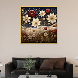 Colorful Abstract Golden Floral Canvas Wall Painting