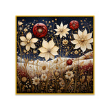 Colorful Abstract Golden Floral Canvas Wall Painting