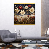 Colorful Abstract Golden Floral Canvas Wall Painting