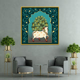 Kamdhenu Cow Vastu Prosperity Pichwai Canvas Wall Painting