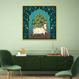 Kamdhenu Cow Vastu Prosperity Pichwai Canvas Wall Painting