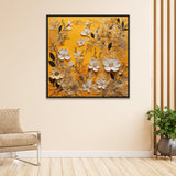 Bright 3d White Floral Canvas Painting for Wall Decoration