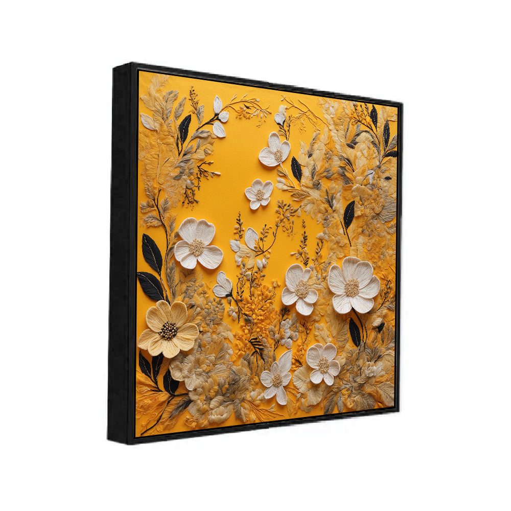 Bright 3d White Floral Canvas Painting for Wall Decoration