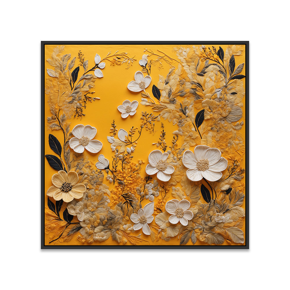 Bright 3d White Floral Canvas Painting for Wall Decoration