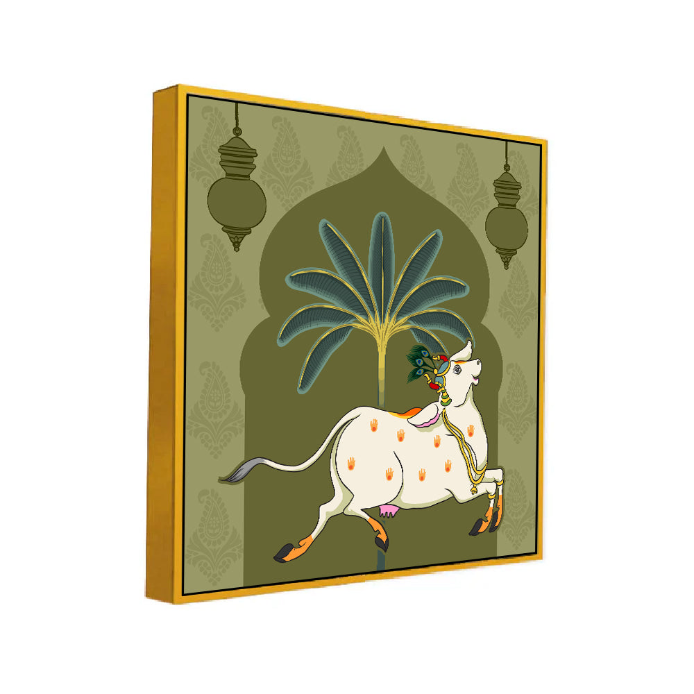Traditional Indian Pichwai Square Canvas Painting for Wall Décor