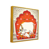 Kamdhenu Cow Vastu Prosperity Pichwai Square Canvas Wall Painting