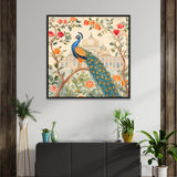 Floral Peacock Canvas Vastu Painting for Home Décor