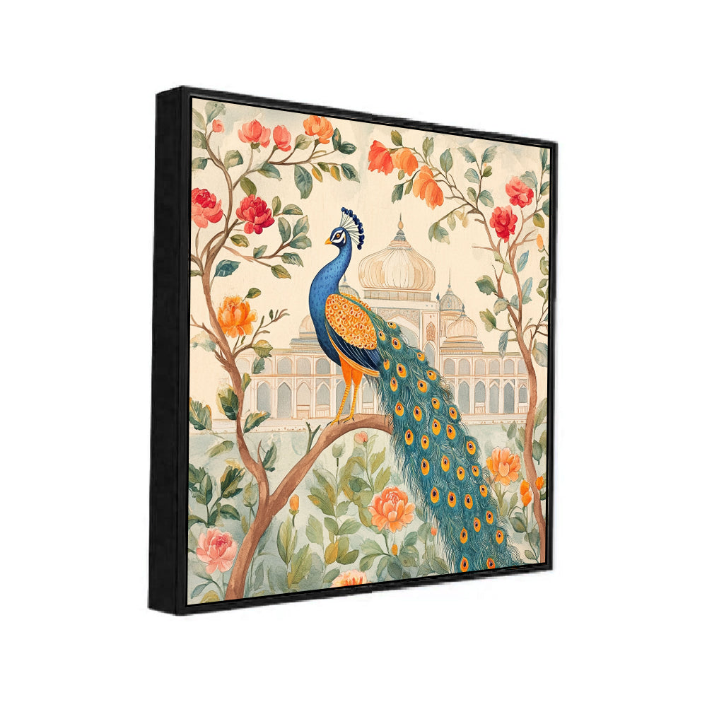 Floral Peacock Canvas Vastu Painting for Home Décor
