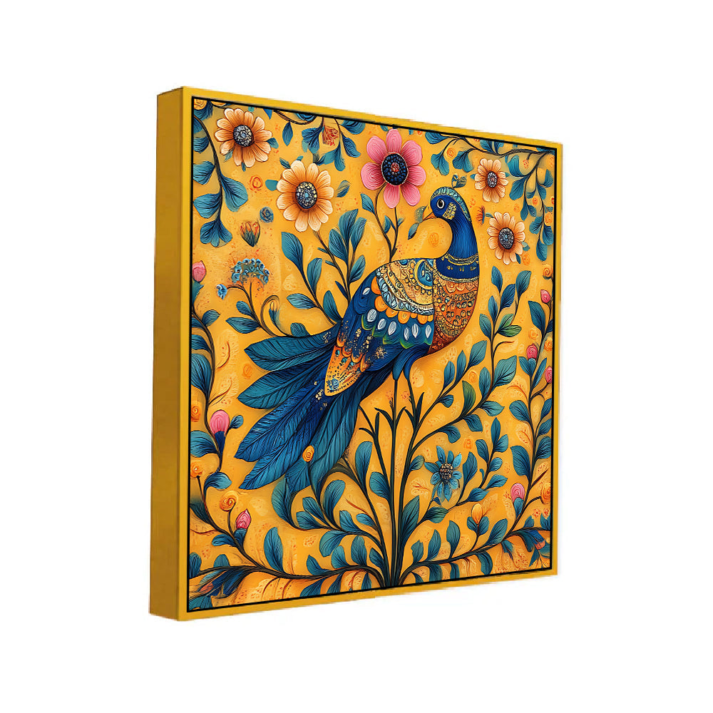 Peacock Modern Art Multicolor Square Canvas Wall Painting