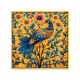 Peacock Modern Art Multicolor Square Canvas Wall Painting