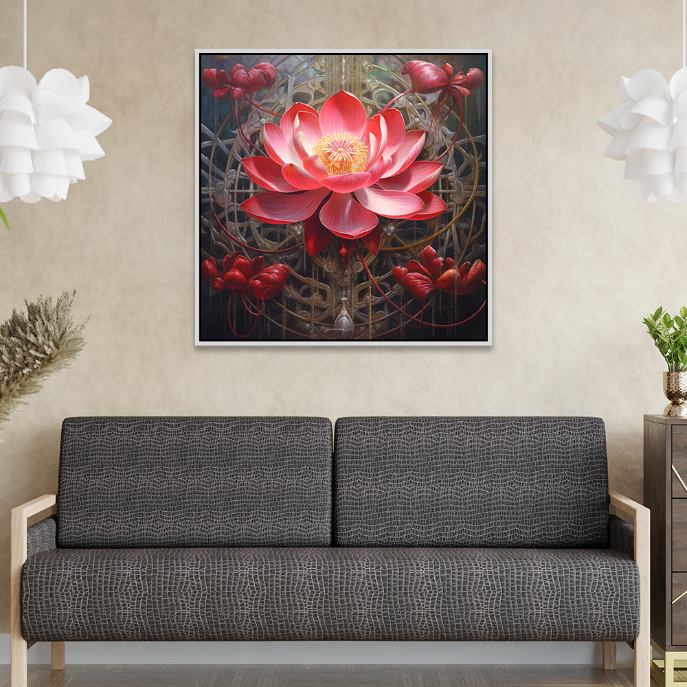 Pink Lotus Floral Vastu Canvas Wall Painting for Home and Office Décor