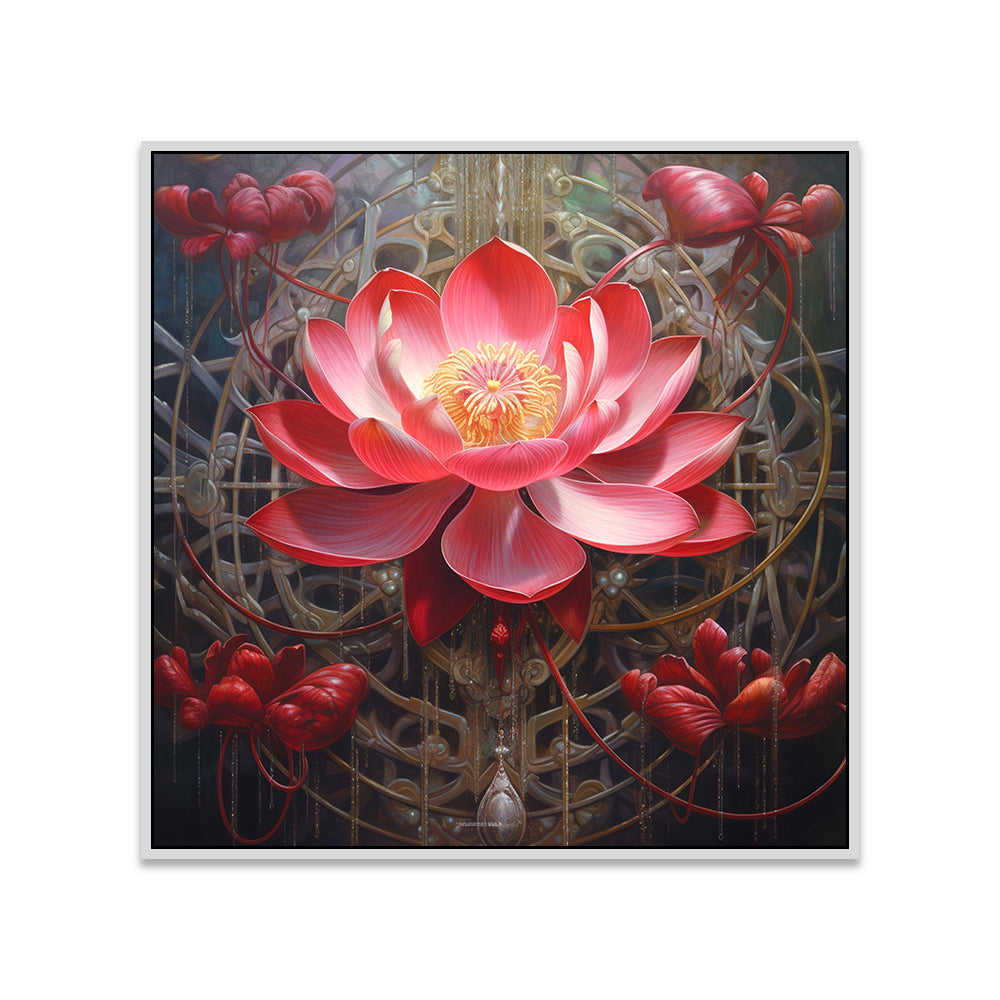 Pink Lotus Floral Vastu Canvas Wall Painting for Home and Office Décor