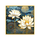 White Lotus Vastu Floral Canvas Wall Painting