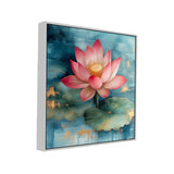 Vastu Positivity Abstract 3d Pink Lotus Floral Canvas Wall Painting