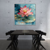 Vastu Positivity Abstract 3d Pink Lotus Floral Canvas Wall Painting