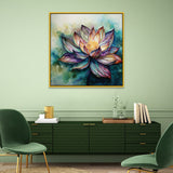 Vastu Positivity 3d Purple Lotus Canvas Wall Painting