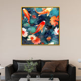 Colorful Koi Fish Vastu Canvas Wall Painting